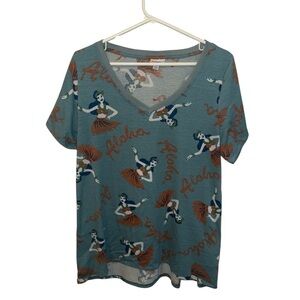 Luluroe Blue Aloha Graphic T-Shirt | XL